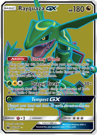 Image of Rayquaza GX (Full Art) 160  - Holofoil SM  Celestial Storm - Ultra Rare