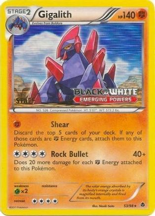 Image of Gigalith 53/98 (Prerelease) [Staff] 053/98  - Holofoil Black and White Promos - Promo
