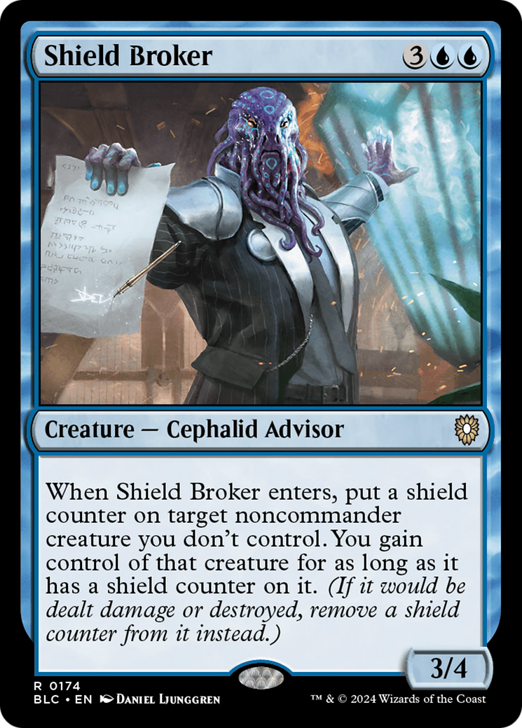 Image of Shield Broker (BLC-174) - Bloomburrow Commander