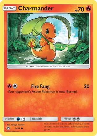 Image of Charmander 001/70  - Reverse Holofoil Dragon Majesty - Common