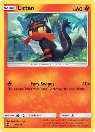 Image of Litten 012/70  - Reverse Holofoil Dragon Majesty - Common
