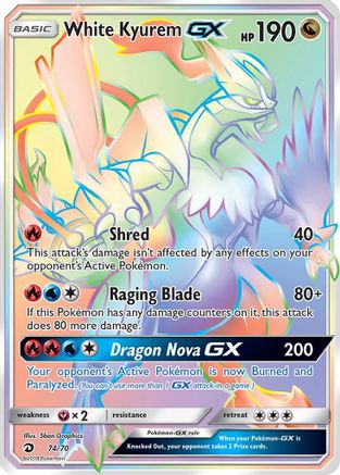 Image of White Kyurem GX (Secret) 074  - Holofoil Dragon Majesty - Secret Rare