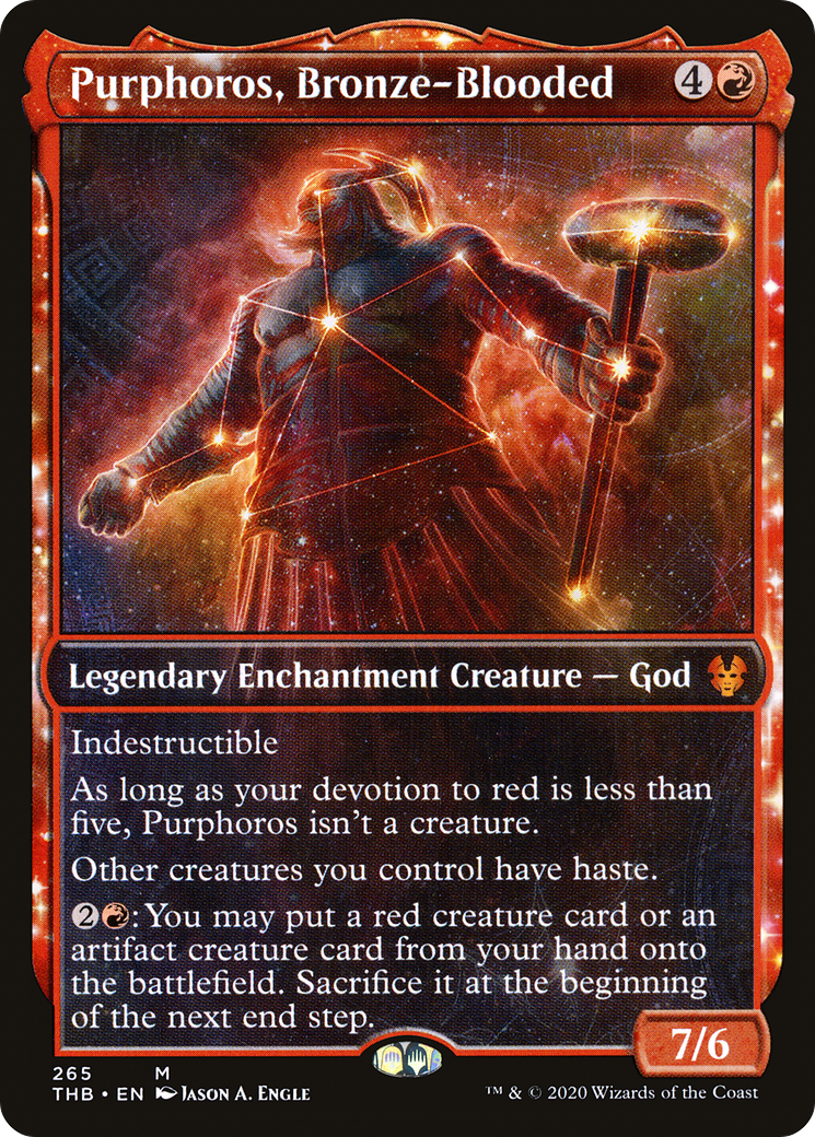 Image of Purphoros, Bronze-Blooded (Showcase) (THB-265) - Theros Beyond Death: (enchantment, Showcase)