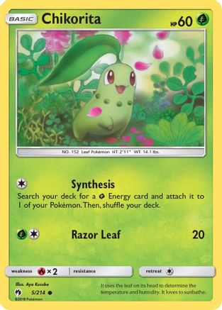 Image of Chikorita (5) 005/214  - Reverse Holofoil SM  Lost Thunder - Common