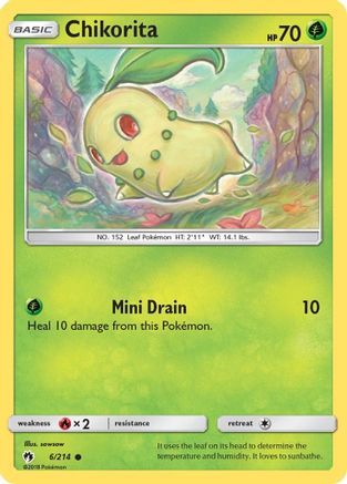 Image of Chikorita (6) 006/214  - Reverse Holofoil SM  Lost Thunder - Common