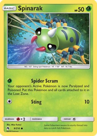 Image of Spinarak 009  - Reverse Holofoil SM  Lost Thunder - Common