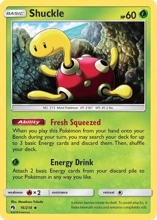 Image of Shuckle 016/214  - Reverse Holofoil SM  Lost Thunder - Uncommon