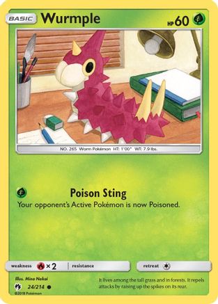 Image of Wurmple (24) 024/214  - Reverse Holofoil SM  Lost Thunder - Common