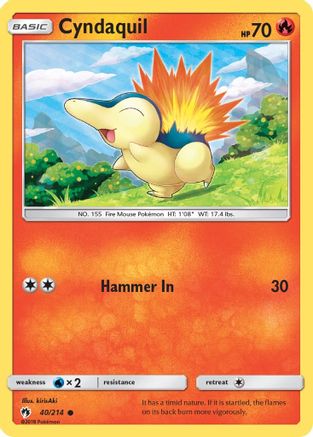 Image of Cyndaquil (40) 040/214  - Reverse Holofoil SM  Lost Thunder - Common