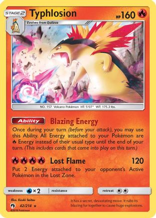 Image of Typhlosion 042/214  - Reverse Holofoil SM  Lost Thunder - Holo Rare