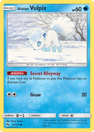 Image of Alolan Vulpix 053/214  - Reverse Holofoil SM  Lost Thunder - Common