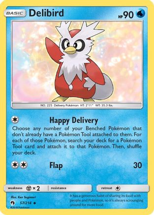 Image of Delibird 057/214  - Reverse Holofoil SM  Lost Thunder - Uncommon