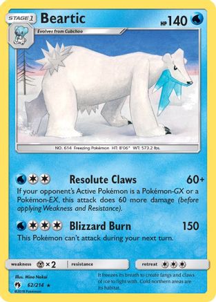 Image of Beartic 062  - Reverse Holofoil SM  Lost Thunder - Rare