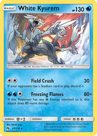 Image of White Kyurem 063/214  - Reverse Holofoil SM  Lost Thunder - Holo Rare