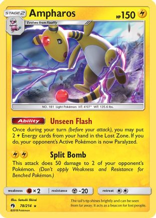 Image of Ampharos 078/214  - Holofoil SM  Lost Thunder - Holo Rare