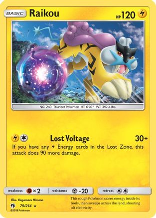 Image of Raikou 079/214  - Reverse Holofoil SM  Lost Thunder - Rare