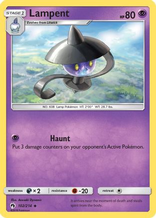 Image of Lampent 102/214  - Reverse Holofoil SM  Lost Thunder - Uncommon
