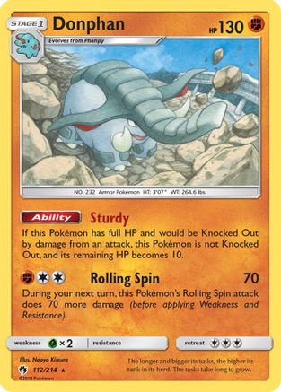 Image of Donphan 112  SM  Lost Thunder - Rare