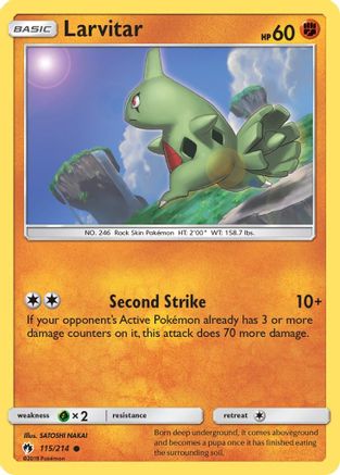 Image of Larvitar (115) 115/214  - Reverse Holofoil SM  Lost Thunder - Common