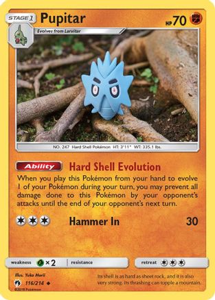 Image of Pupitar 116/214  - Reverse Holofoil SM  Lost Thunder - Uncommon