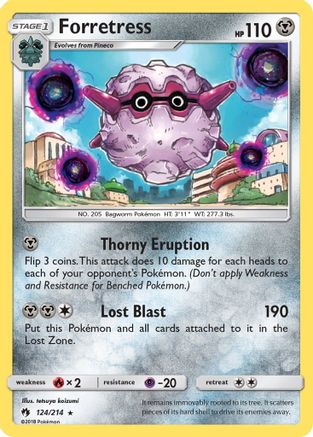 Image of Forretress 124  - Reverse Holofoil SM  Lost Thunder - Rare