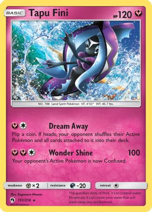 Image of Tapu Fini 151/214  - Reverse Holofoil SM  Lost Thunder - Holo Rare