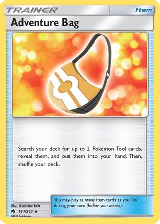 Image of Adventure Bag 167/214  - Reverse Holofoil SM  Lost Thunder - Uncommon