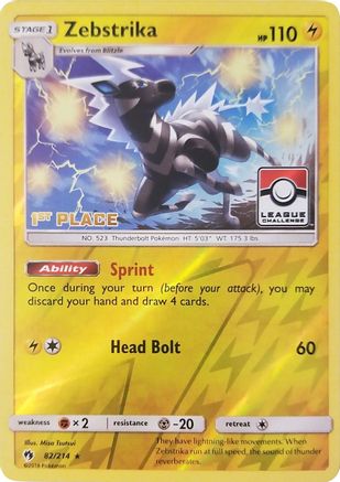 Image of Zebstrika 082/214  - Reverse Holofoil League & Championship Cards - Promo