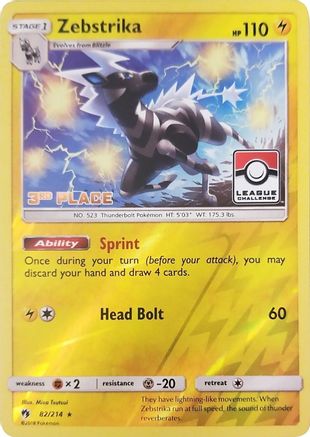 Image of Zebstrika 082/214  - Reverse Holofoil League & Championship Cards - Promo