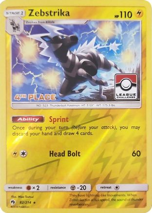Image of Zebstrika 082/214  - Reverse Holofoil League & Championship Cards - Promo