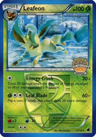 Image of Leafeon (Regional Championship Promo) 011/116  - Reverse Holofoil League & Championship Cards - Promo