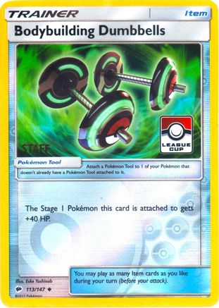Image of Bodybuilding Dumbbells 113/147  - Reverse Holofoil League & Championship Cards - Promo
