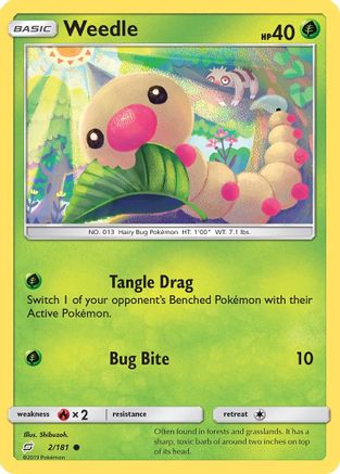 Image of Weedle (2) 002/181  - Reverse Holofoil SM  Team Up - Common