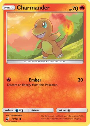 Image of Charmander (12) 012/181  - Reverse Holofoil SM  Team Up - Common