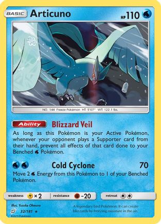 Image of Articuno 032/181  - Reverse Holofoil SM  Team Up - Holo Rare