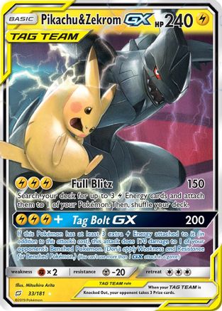 Image of Pikachu & Zekrom GX 033/181  - Holofoil SM  Team Up - Ultra Rare