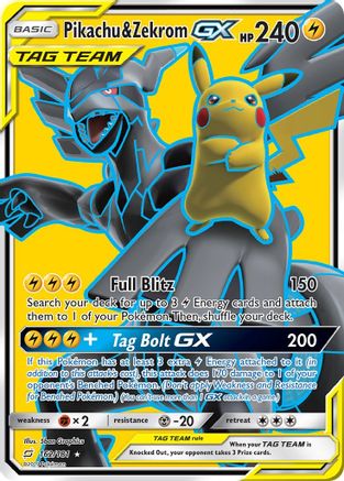 Image of Pikachu & Zekrom GX (Full Art) 162/181  - Holofoil SM  Team Up - Ultra Rare
