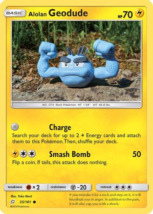 Image of Alolan Geodude (35) 035/181  - Reverse Holofoil SM  Team Up - Common