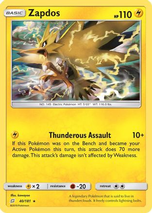 Image of Zapdos 040/181  - Holofoil SM  Team Up - Holo Rare
