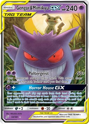 Image of Gengar & Mimikyu GX 053/181  - Holofoil SM  Team Up - Ultra Rare