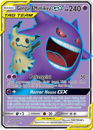 Image of Gengar & Mimikyu GX (Full Art) 164/181  - Holofoil SM  Team Up - Ultra Rare