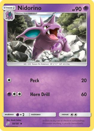 Image of Nidorino 058/181  - Reverse Holofoil SM  Team Up - Uncommon