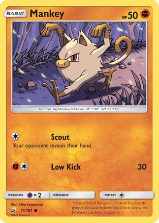 Image of Mankey 071/181  - Reverse Holofoil SM  Team Up - Common