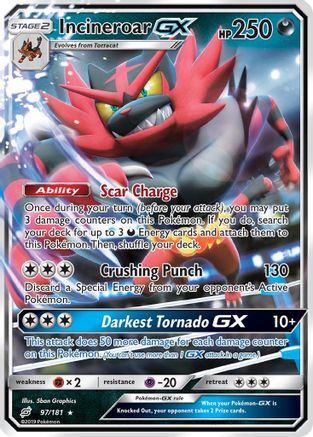 Image of Incineroar GX 097/181  - Holofoil SM  Team Up - Ultra Rare