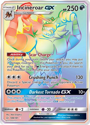 Image of Incineroar GX (Secret) 188  - Holofoil SM  Team Up - Secret Rare
