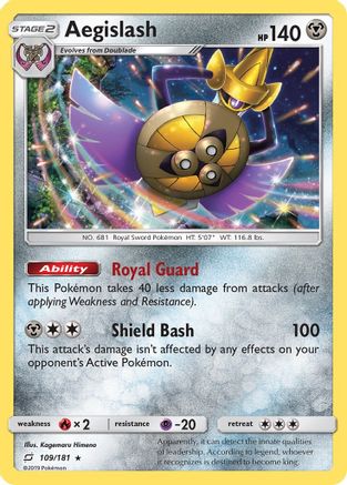 Image of Aegislash 109  - Holofoil SM  Team Up - Holo Rare