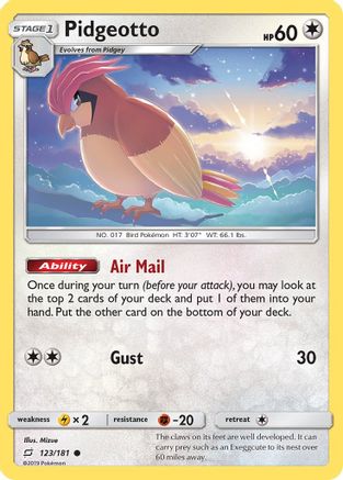 Image of Pidgeotto 123/181  - Reverse Holofoil SM  Team Up - Common