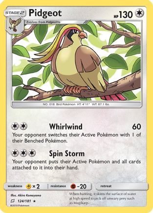 Image of Pidgeot 124/181  SM  Team Up - Rare