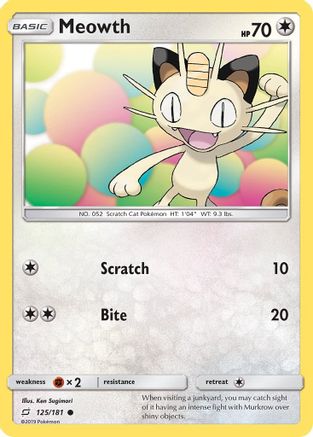 Image of Meowth 125/181  SM  Team Up - Common