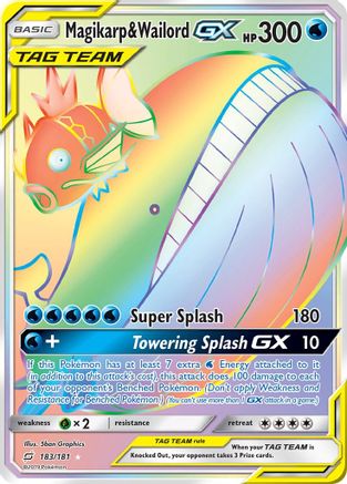 Image of Magikarp & Wailord GX (Secret) 183  - Holofoil SM  Team Up - Secret Rare